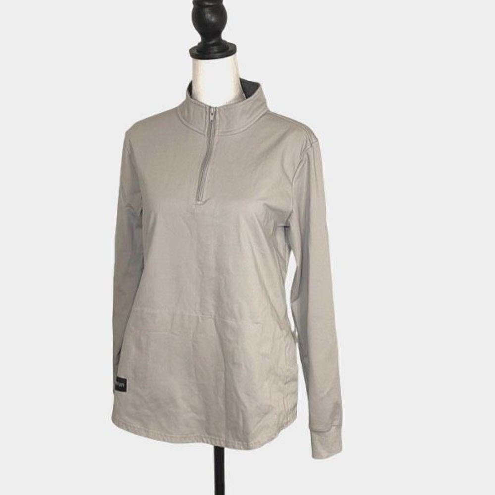 Sunrun‎ Womens Quarter Zip Sweatshirt Long Sleeve Magnetic Side Gray Medium